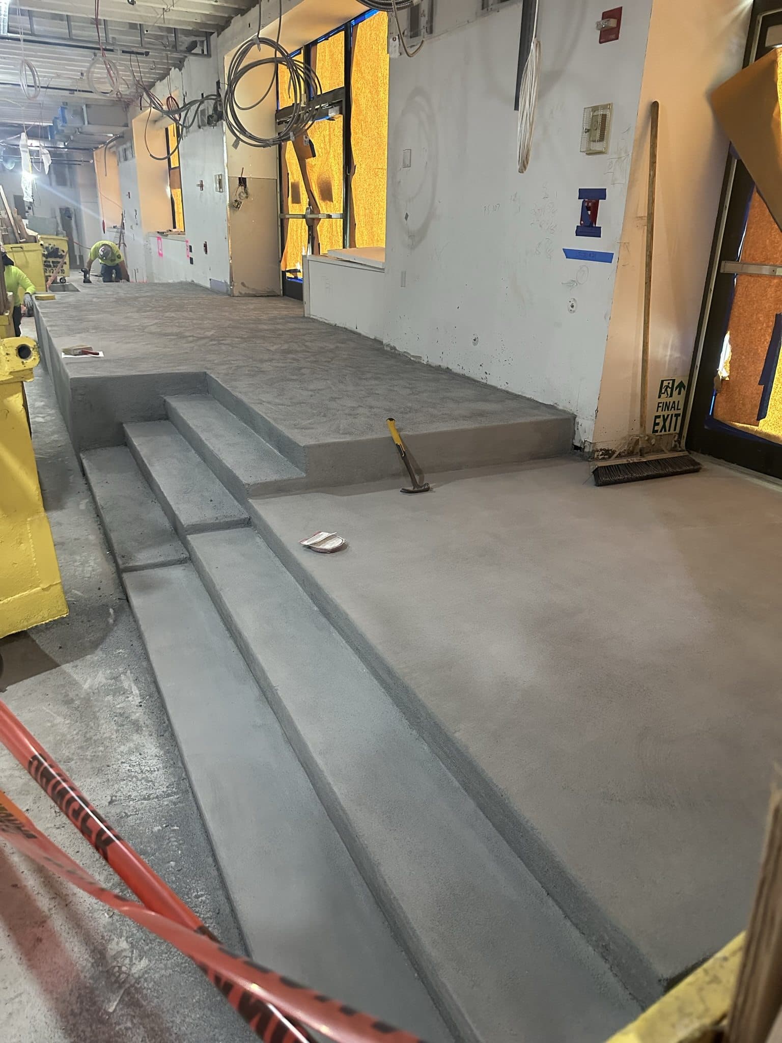 Finished concrete steps in a commercial setting