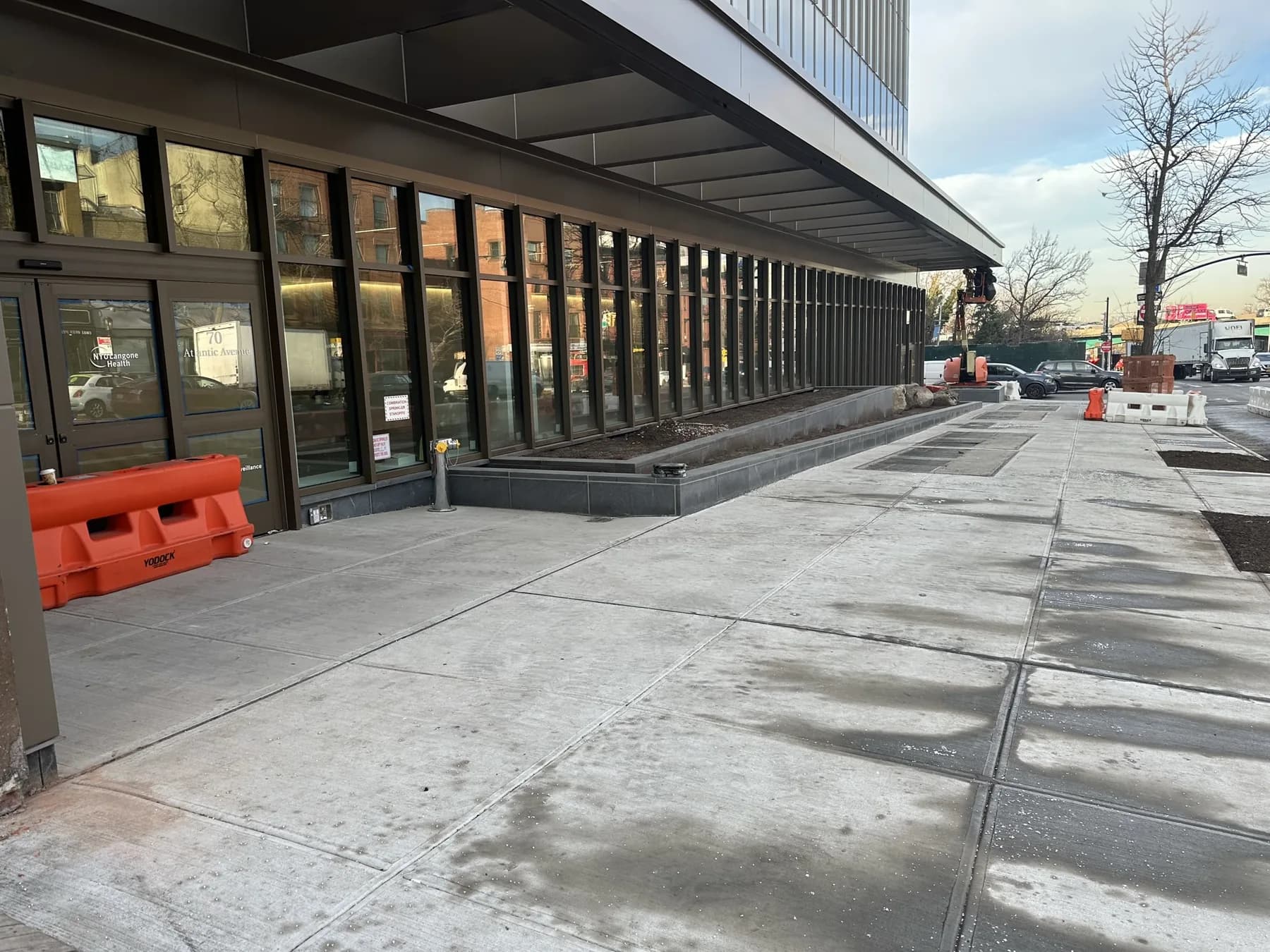 Concrete flatwork or slab work with prepared surface and transitions