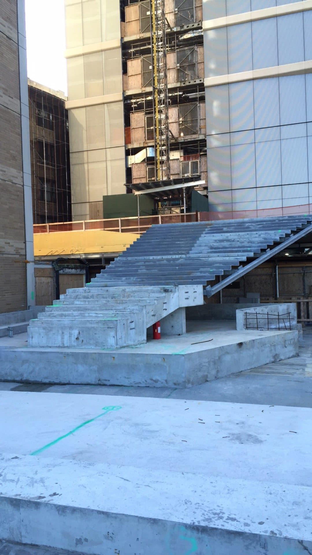 Residential exterior deck and stair structure under construction