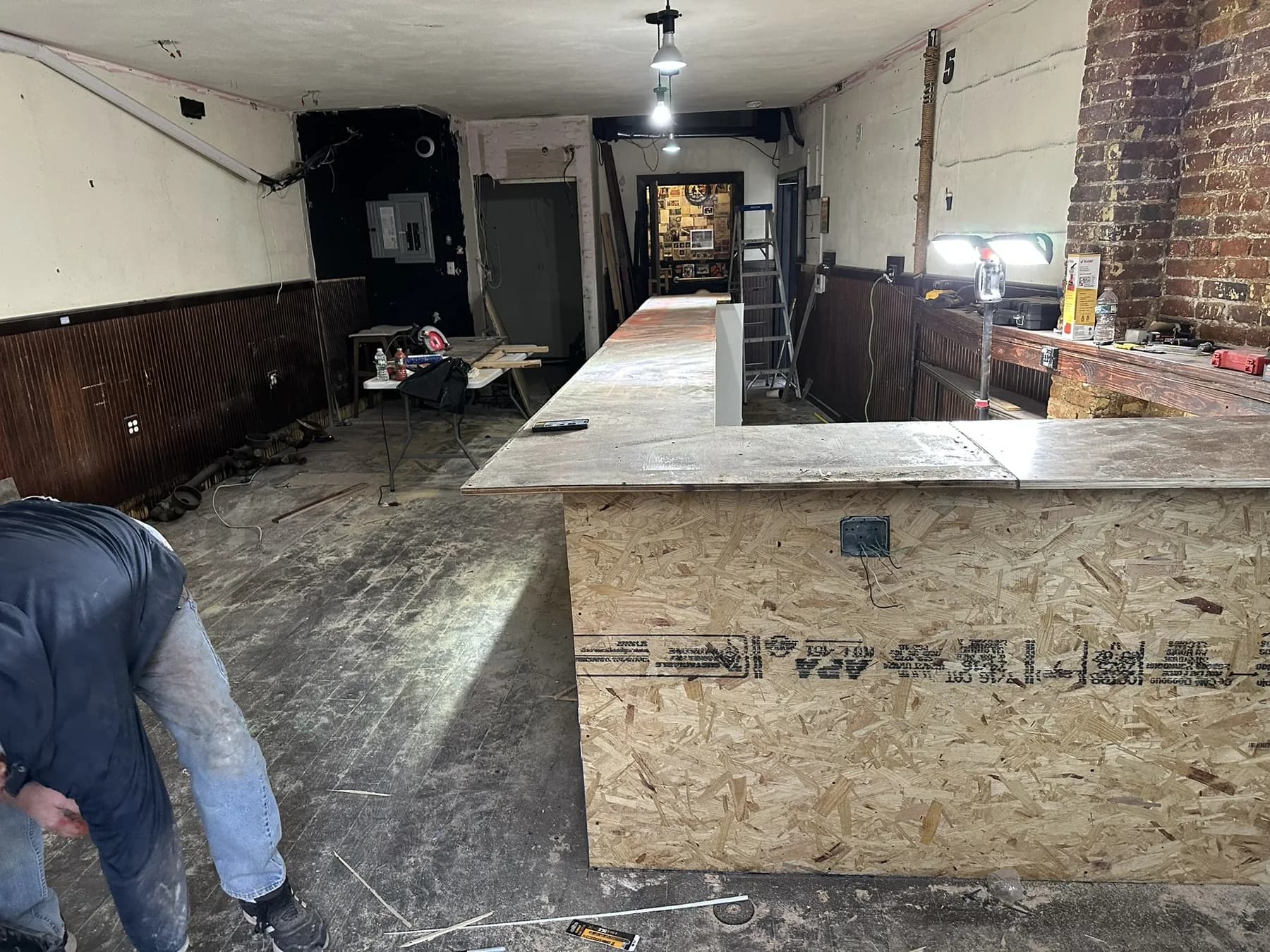 Residential construction and remodeling work showing interior construction progress